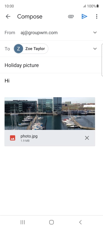 Press the send icon when you've finished your email.