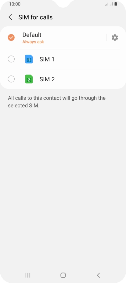 Press the required setting.