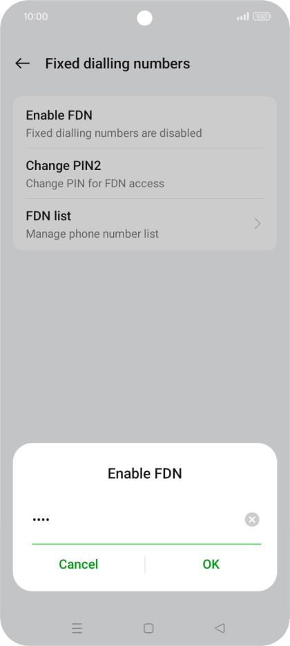 Key in your PIN2 and press OK. The default PIN2 is 0000.
