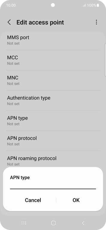 Key in default and press OK.