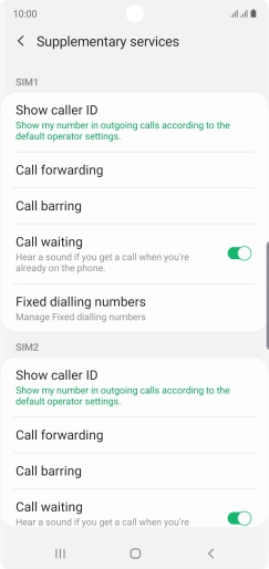 Press Call forwarding below the required SIM.