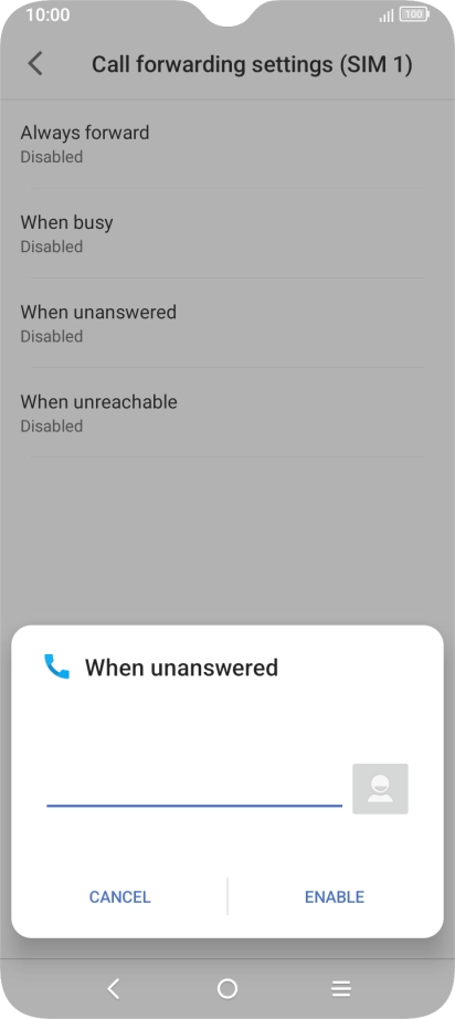 Key in +447953222222 and press ENABLE.