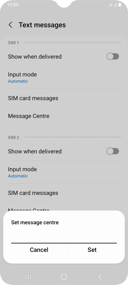 Key in +447958879879 and press Set.