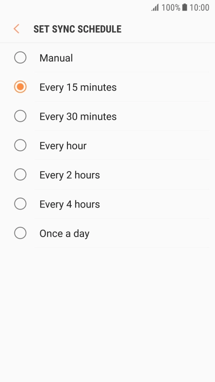 Press the required setting.