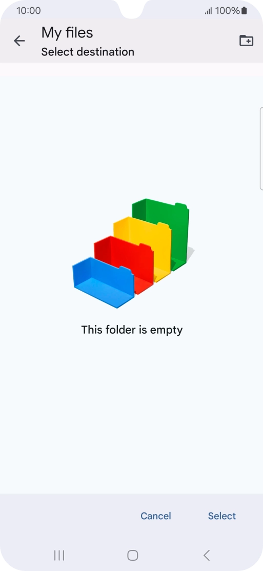 To create a new folder, press the new folder icon and follow the instructions on the screen to create a new folder.