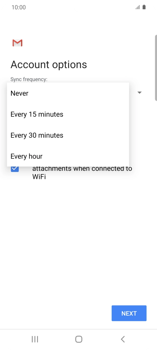 Press the required setting.