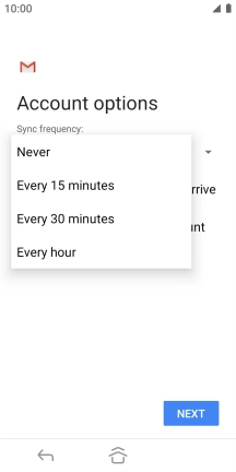 Press the required setting.