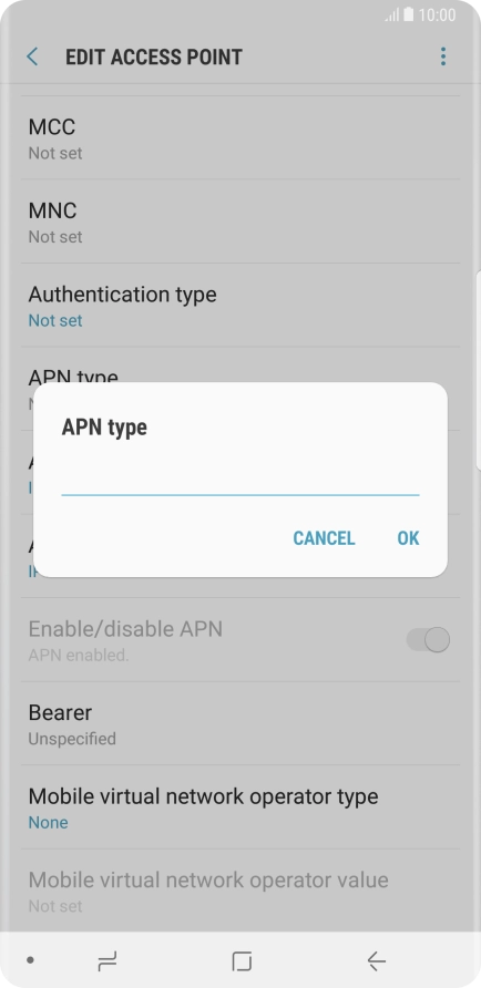 Key in default and press OK.
