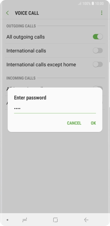 Key in your barring password and press OK.