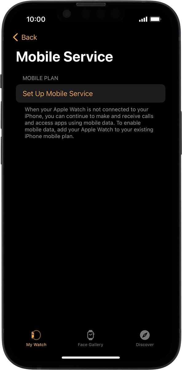 On your phone: Press Set Up Mobile Service and follow the instructions on the screen to set up mobile data.