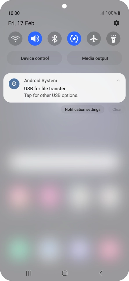 Press Tap for other USB options..