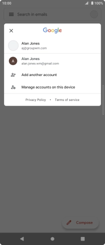 Press the required account.