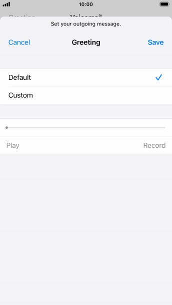 Press Default to select the default greeting.