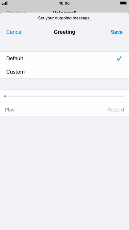 Press Default to select the default greeting.