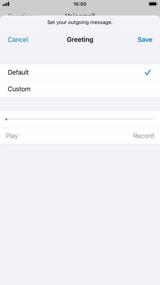 Press Default to select the default greeting.