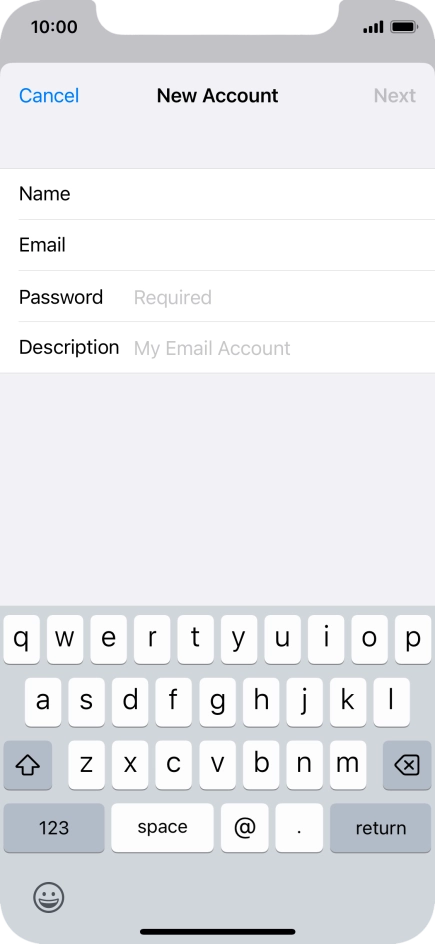 Press Password and key in the password for your email account.
