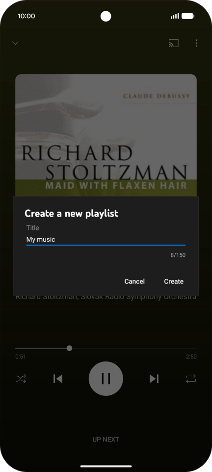 Key in a name for the playlist and press Create.