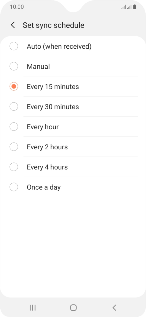 Press the required setting.