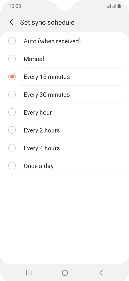Press the required setting.