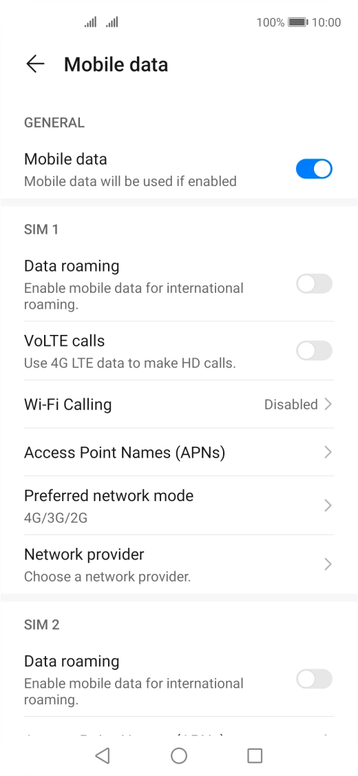 Press Wi-Fi Calling below the required SIM.