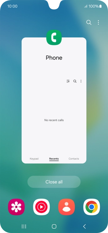 To end one running application, slide your finger upwards on the required application.