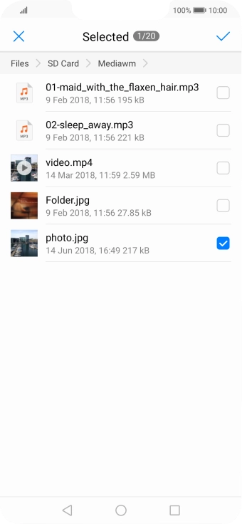 Press the confirm icon.