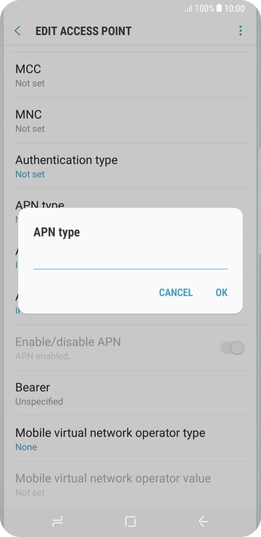 Key in default and press OK.