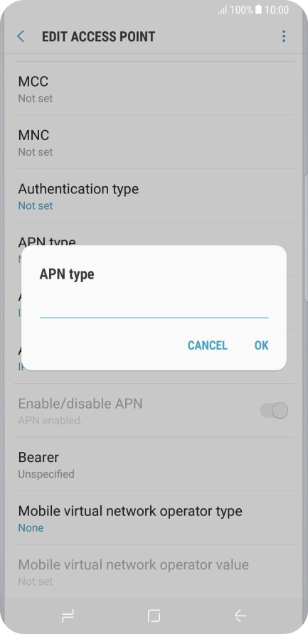 Key in default and press OK.