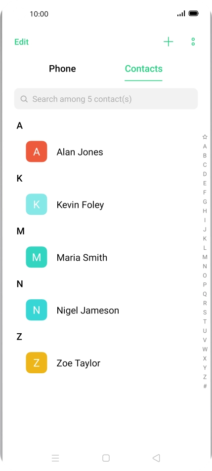 Press the required contact.