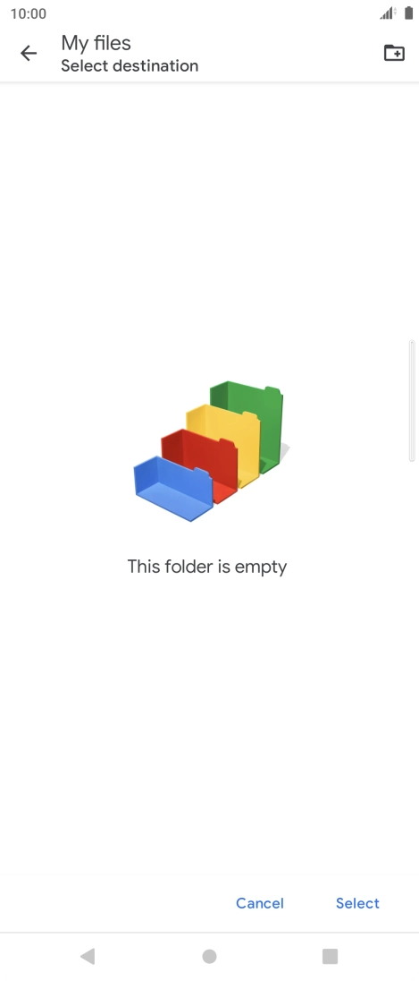 To create a new folder, press the new folder icon and follow the instructions on the screen to create a new folder.