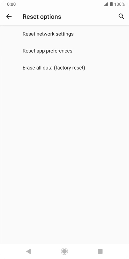 Press Erase all data (factory reset).
