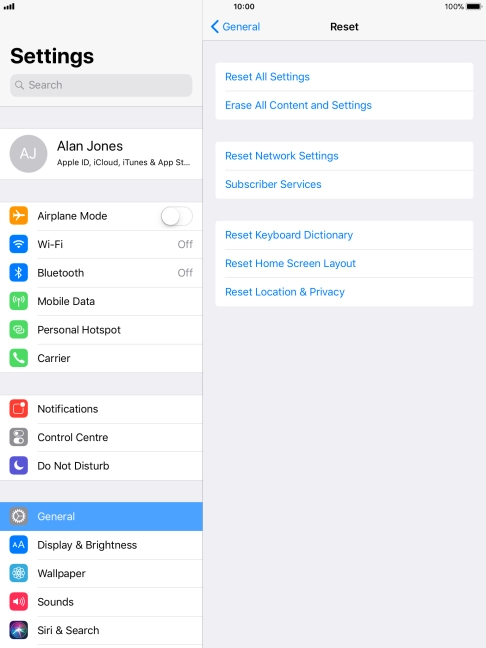 Press Reset All Settings.