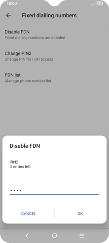 Key in your PIN2 and press OK. The default PIN2 is 0000.