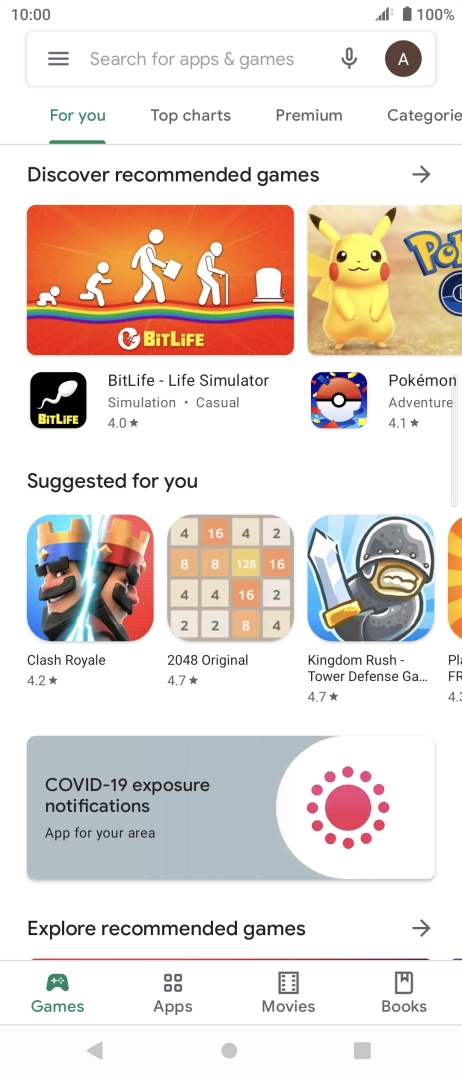 Slide your finger right starting from the left side of the screen.