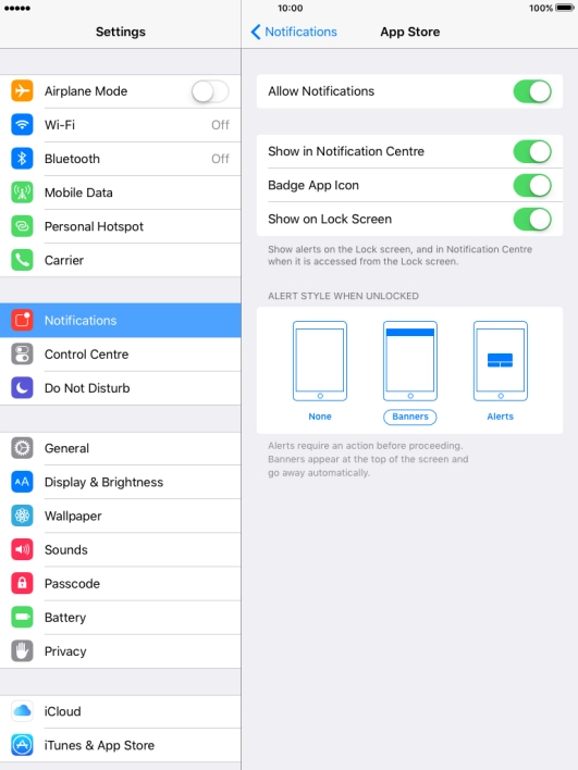 Press the indicator next to 