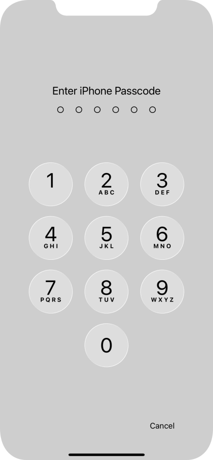 Use the phone lock code you created.