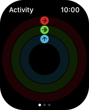 The screen will tell you how far you are from completing your daily activity goals. When the coloured rings are closed, you've reached the goals of your daily activity.