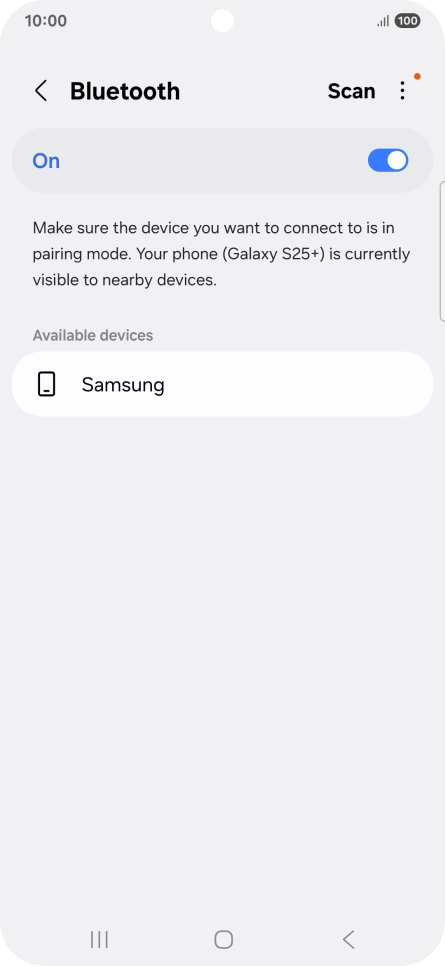 Press the required Bluetooth device and follow the instructions on the screen to pair the device with your phone.