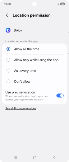 Press the required setting.