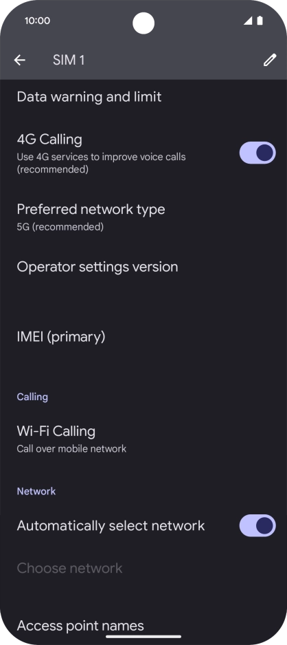 Press Preferred network type.
