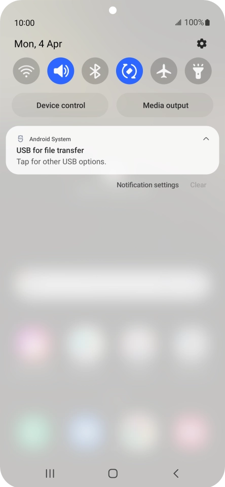 Press Tap for other USB options..