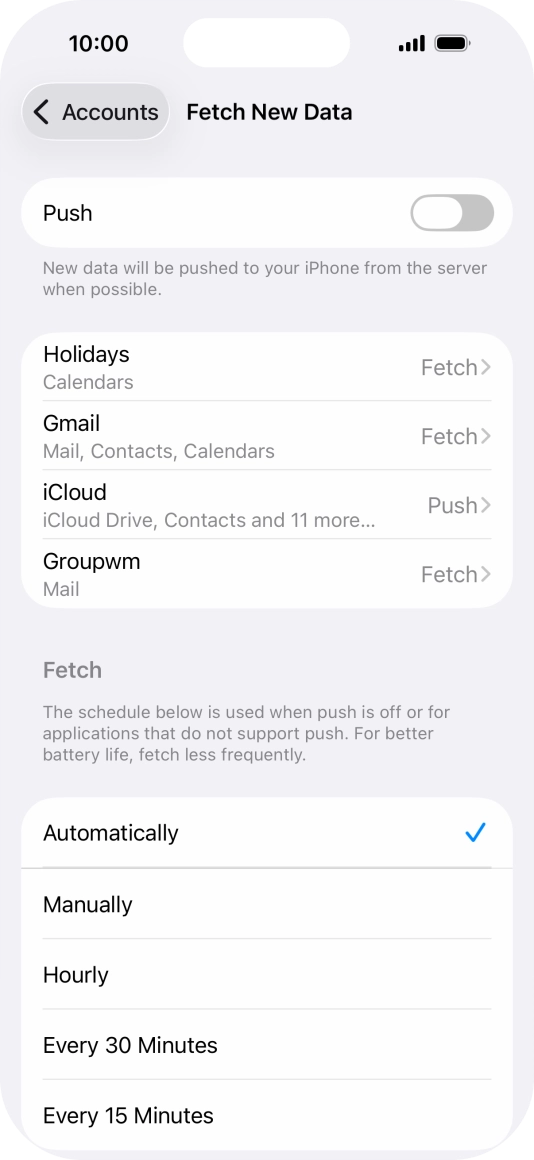 If you turn off the function, press the required setting.