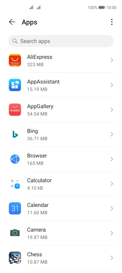 Press the required app.