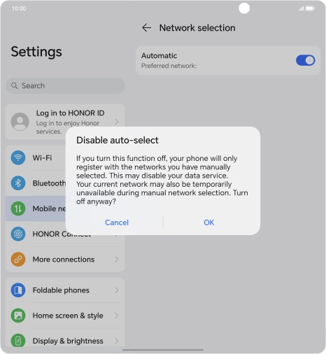Press OK and your phone will search for networks.