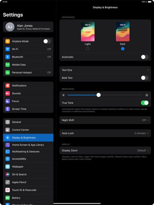 Press the indicator next to 