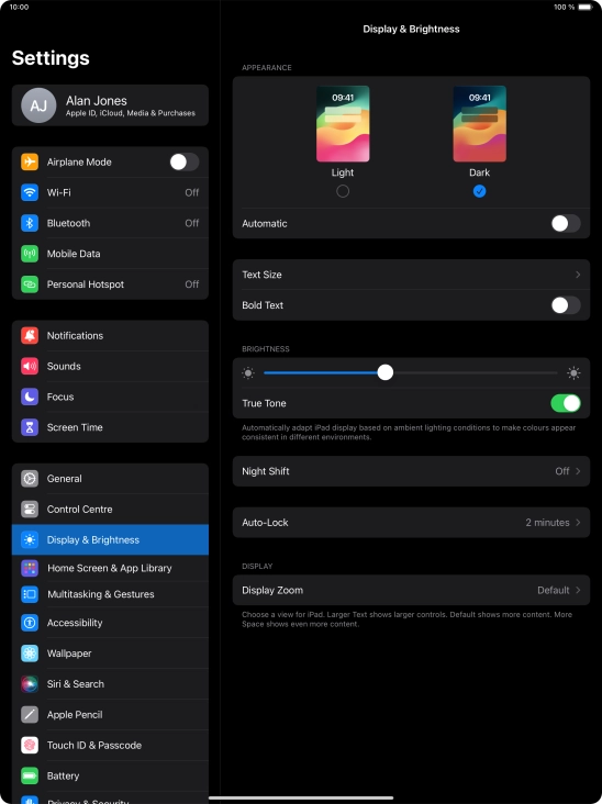 Press the indicator next to 