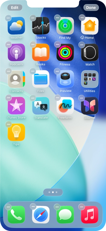 Press the home screen icon.