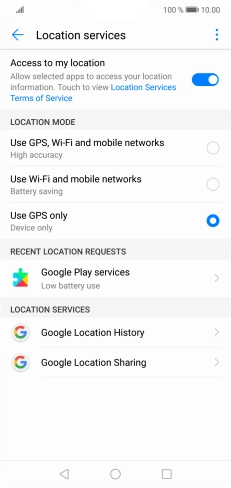 If you select Use GPS, Wi-Fi and mobile networks, your phone can find your exact position using the GPS satellites, the mobile network and nearby Wi-Fi networks. Satellite-based GPS requires a clear view of the sky.