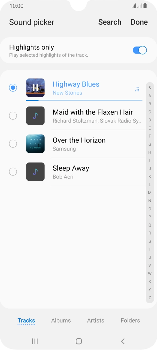 Once you've found a ring tone you like, press Done.