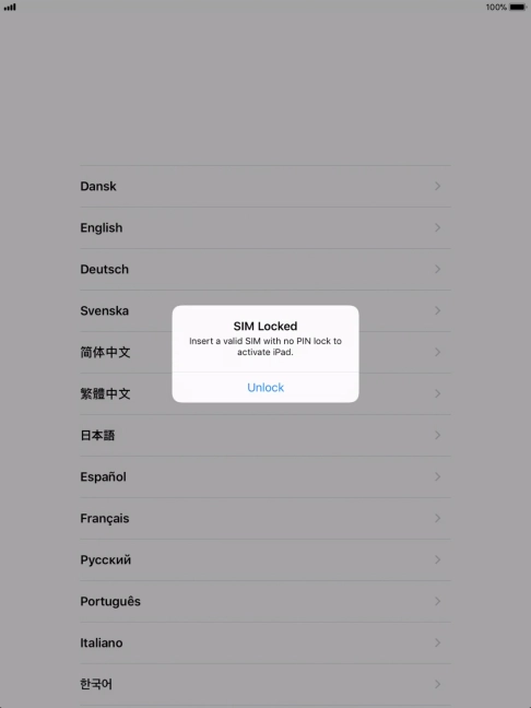 If your SIM is locked, press Unlock.